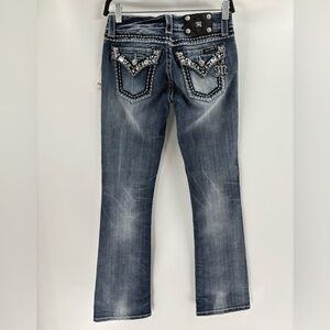 Miss me buckle blue beaded embroidered vintage 90s 2000s Y2K bootcut jeans 28x33